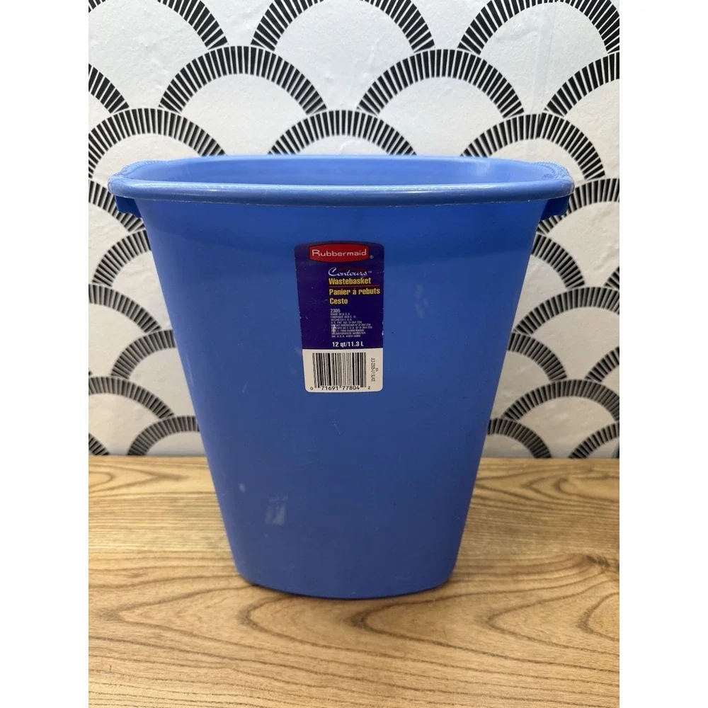 VTG 1998 Contour‎ Rubbermaid Vanity Waste Basket Trash can 2305 Blue 3 Gal